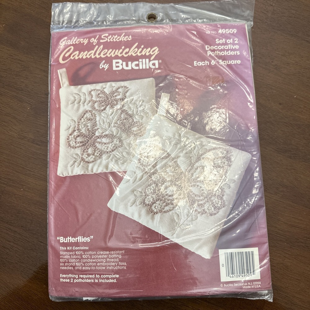 Bucilla Candlewicking Butterflies Kit 49509 Set of Potholders Gallery‎ Stitches